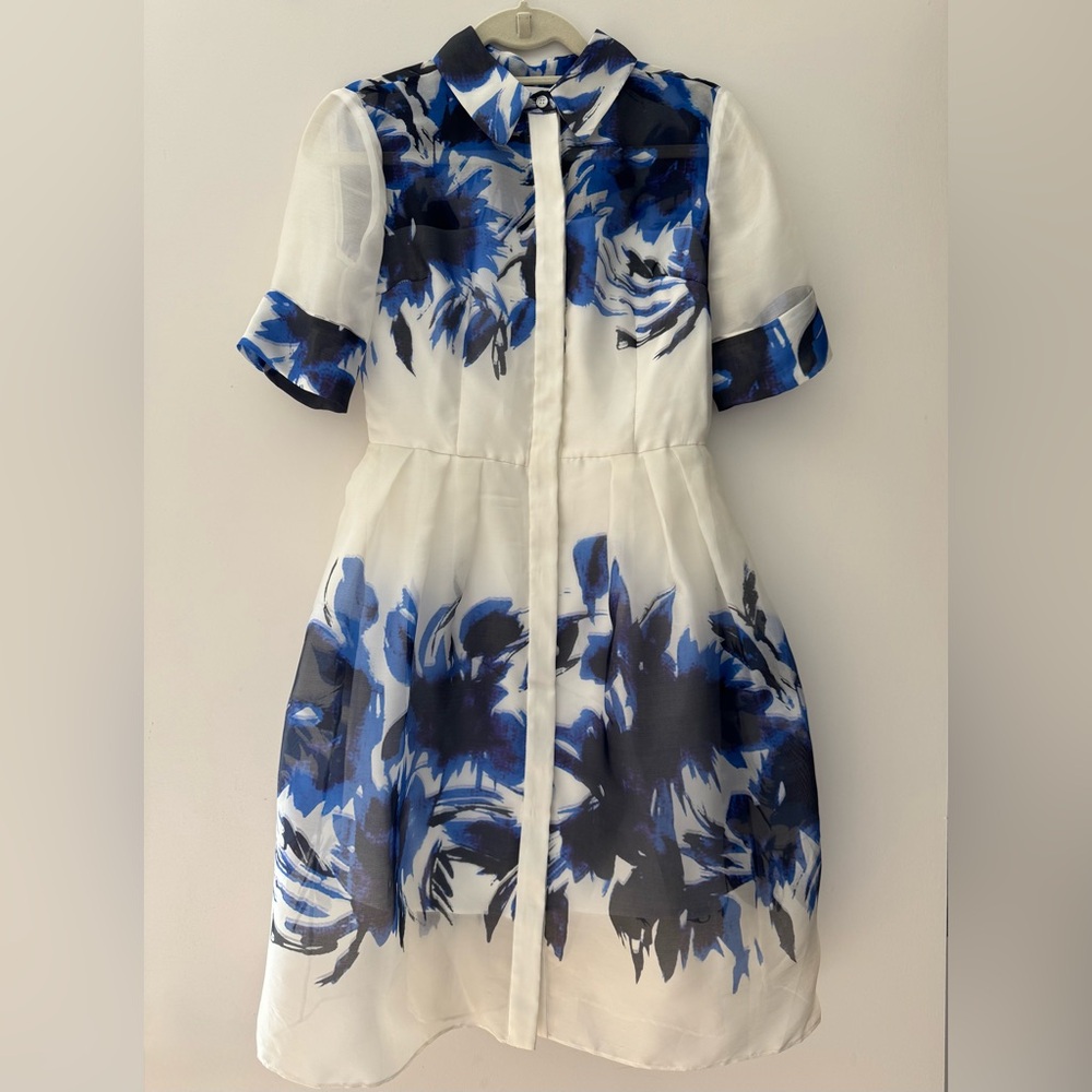 Milly Printed Silk Organza Shirt Dress - Picture 3 of 6